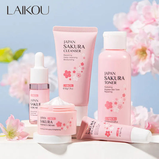 Face skin care set cleanser sakura essence cream