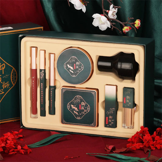 Elegant 8-Piece Chinese Makeup Set Gift Box – Eyeliner & Lipstick Collection