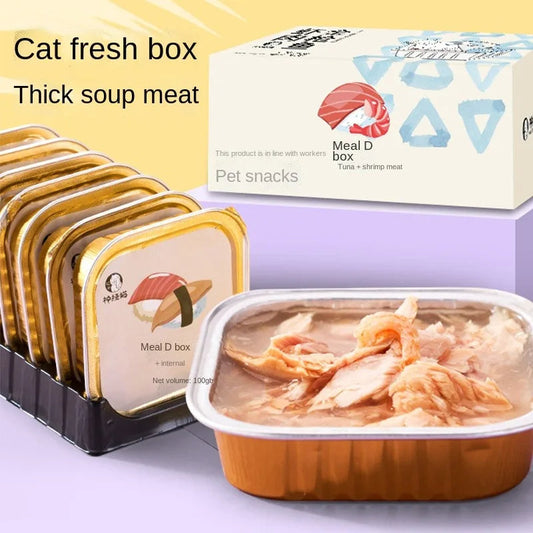 Canned cats into kitty lunch box nutrition fattening gills wet food