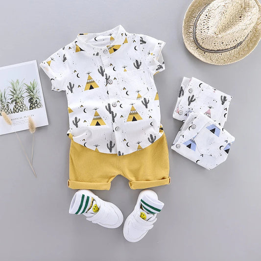 Cool Pyramid Summer Short-Sleeved Shirt Set for Baby Boys