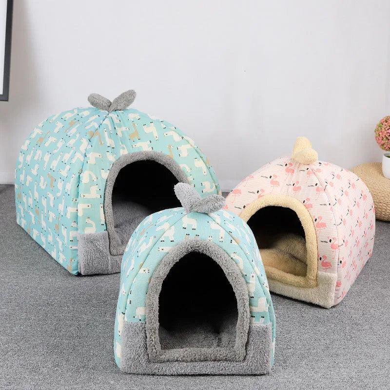 SnugglePup Cozy Dual-Use Closed Dog Bed for Small Dogs with Accessories