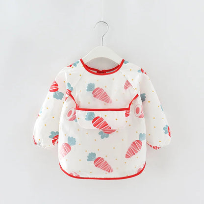 Waterproof Long-Sleeved Bibs Blouse for Newborns (0-2 Years)