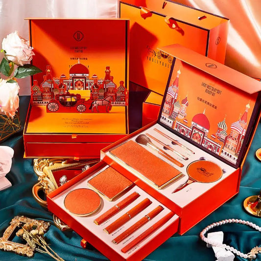 luxury orange makeup cosmetics set with Chinese style