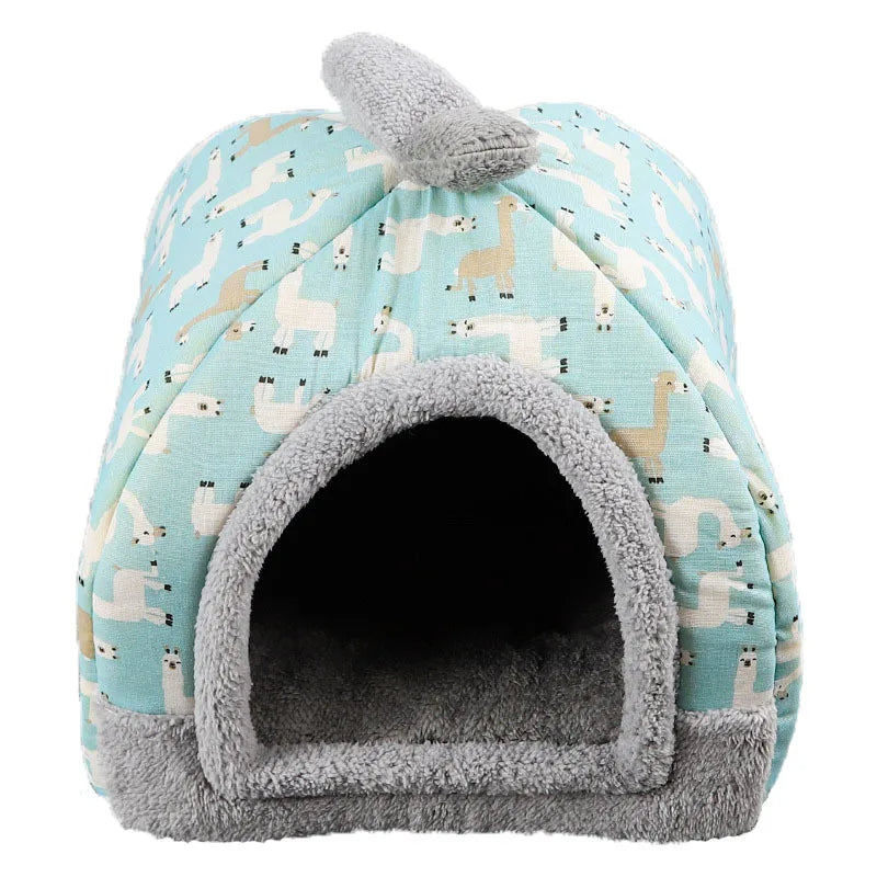 SnugglePup Cozy Dual-Use Closed Dog Bed for Small Dogs with Accessories