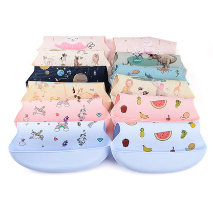 Cartoon Silicone Baby Bibs - Waterproof Saliva Dripping Banana Design