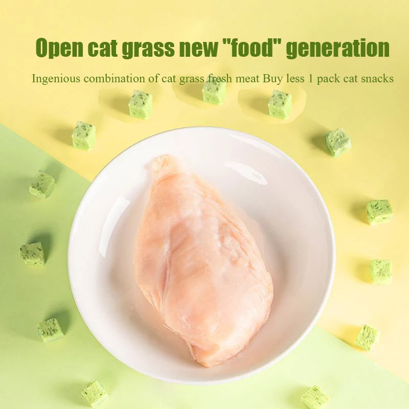 Cat grass freeze-dried meat square particles snacks food