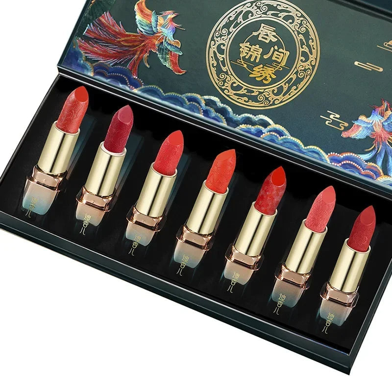 Long-lasting moisturizing Chinese style carved lipstick set