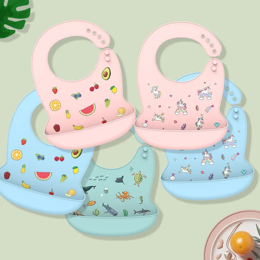 Cartoon Silicone Baby Bibs - Waterproof Saliva Dripping Banana Design
