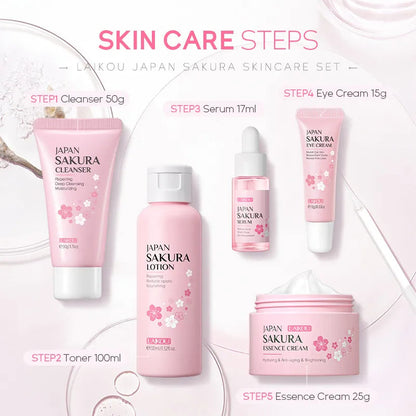 Face skin care set cleanser sakura essence cream