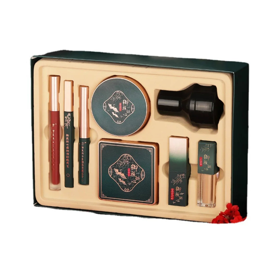 Elegant 8-Piece Chinese Makeup Set Gift Box – Eyeliner & Lipstick Collection