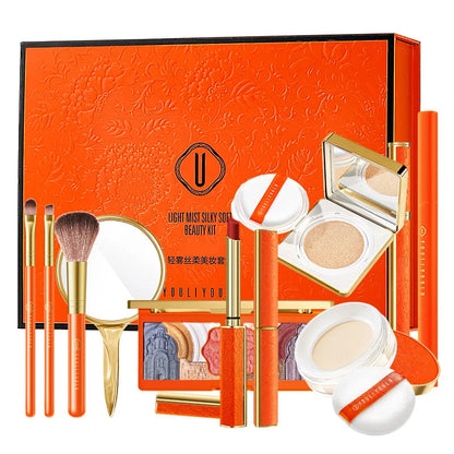 luxury orange makeup cosmetics set with Chinese style