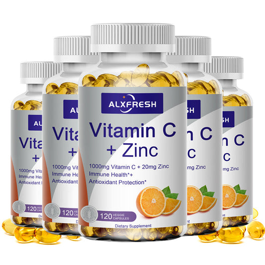 Alxfresh 120PCS Organic Vitamin C+Zinc Capsules Supplements
